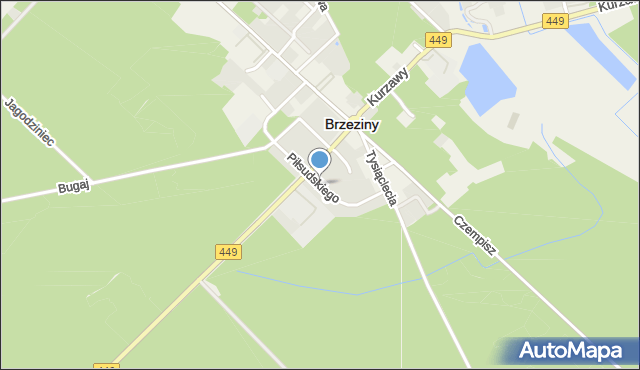 Brzeziny powiat kaliski, Piłsudskiego Józefa, marsz., mapa Brzeziny powiat kaliski