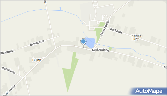 Bujny gmina Wola Krzysztoporska, Piotrkowska, mapa Bujny gmina Wola Krzysztoporska