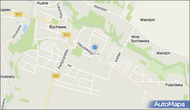 Bychawa, Piłsudskiego Józefa, marsz., mapa Bychawa