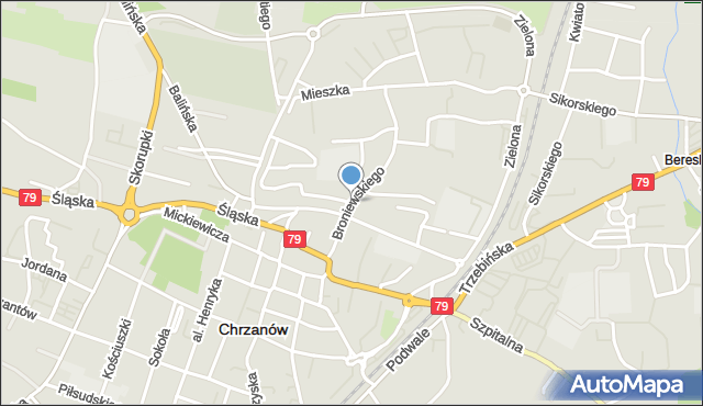 Chrzanów, Piastowska, mapa Chrzanów