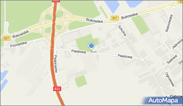 Dąbrowa gmina Dopiewo, Piaskowa, mapa Dąbrowa gmina Dopiewo