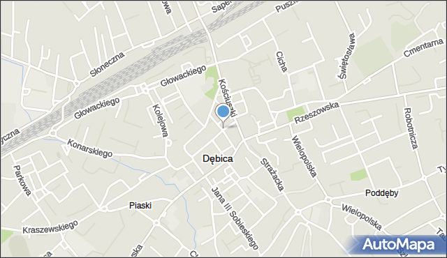 Dębica, Piekarska, mapa Dębicy