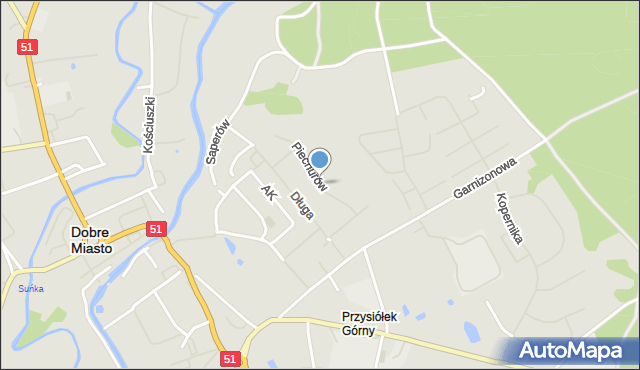 Dobre Miasto, Piechurów, mapa Dobre Miasto