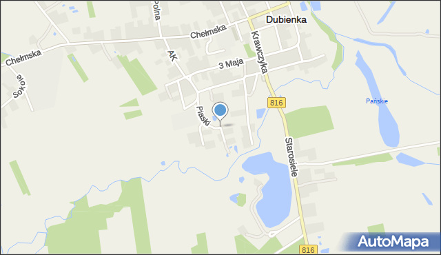 Dubienka, Piaski, mapa Dubienka