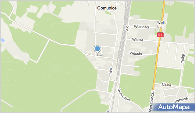 Gomunice, Piłsudskiego Józefa, marsz., mapa Gomunice