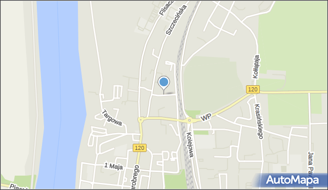 Gryfino, Pionierów, mapa Gryfino