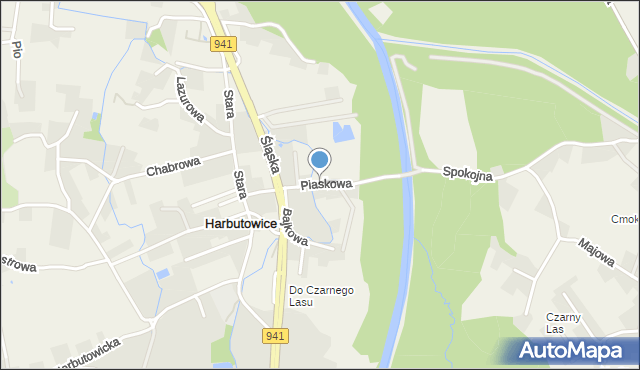 Harbutowice gmina Skoczów, Piaskowa, mapa Harbutowice gmina Skoczów