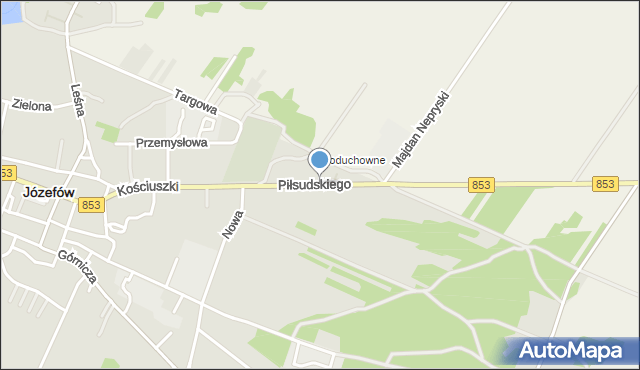 Józefów powiat biłgorajski, Piłsudskiego Józefa, marsz., mapa Józefów powiat biłgorajski