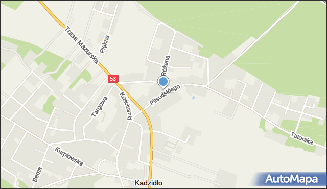 Kadzidło, Piłsudskiego Józefa, marsz., mapa Kadzidło