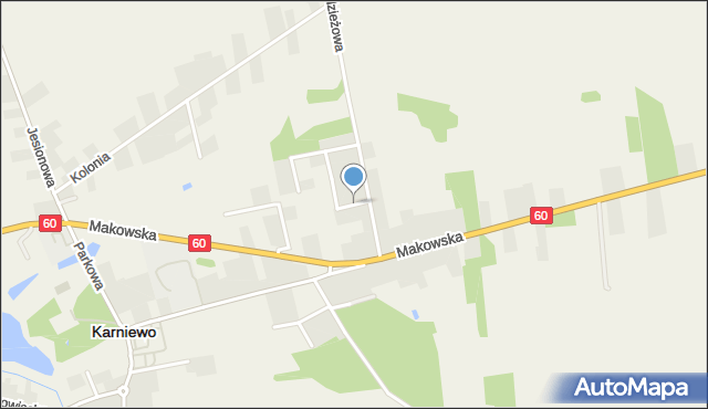 Karniewo powiat makowski, Piaskowa, mapa Karniewo powiat makowski