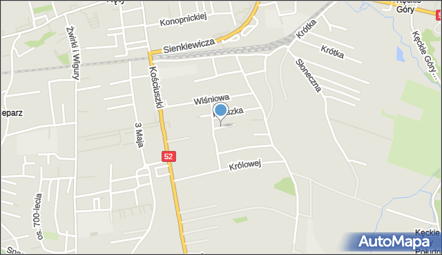 Kęty, Piastowska, mapa Kęty