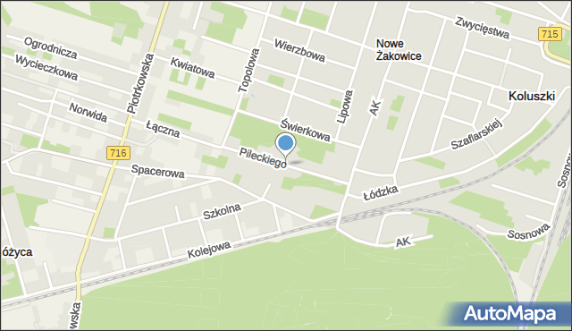 Koluszki, Pileckiego Witolda, rtm., mapa Koluszki