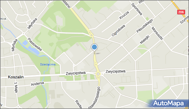 Koszalin, Pileckiego Witolda, rtm., mapa Koszalina