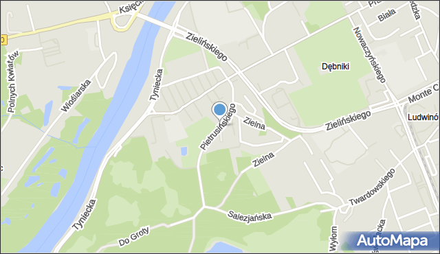 Kraków, Pietrusińskiego Jana, mapa Krakowa