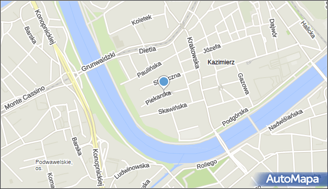 Kraków, Piekarska, mapa Krakowa