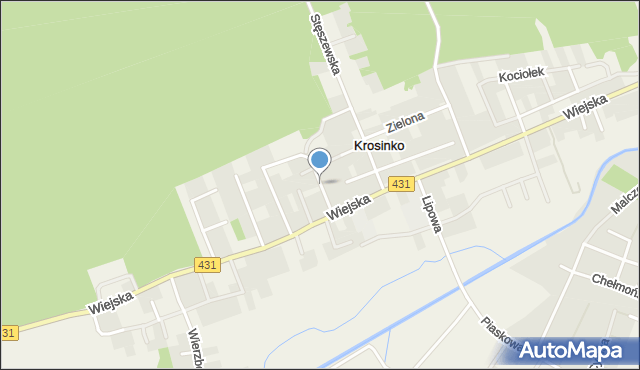 Krosinko gmina Mosina, Piaskowa, mapa Krosinko gmina Mosina