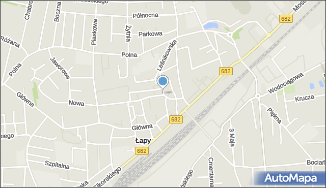 Łapy, Piwna, mapa Łapy