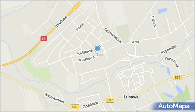 Lubawa, Piaskowa, mapa Lubawa