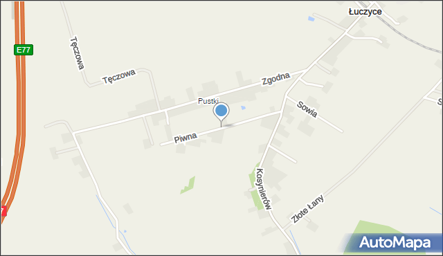 Łuczyce gmina Kocmyrzów-Luborzyca, Piwna, mapa Łuczyce gmina Kocmyrzów-Luborzyca