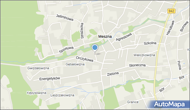 Meszna gmina Wilkowice, Piwna, mapa Meszna gmina Wilkowice