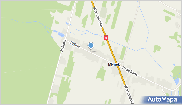 Młynek gmina Brody, Piękna, mapa Młynek gmina Brody