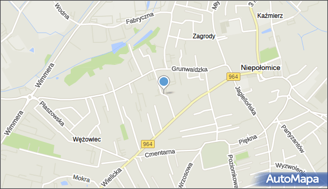 Niepołomice, Pileckiego Witolda, rtm., mapa Niepołomice