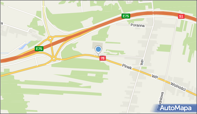 Nowa Wieś gmina Mierzęcice, Pinek, mapa Nowa Wieś gmina Mierzęcice