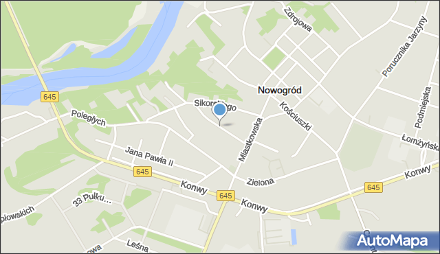 Nowogród powiat łomżyński, Piłsudskiego Józefa, marsz., mapa Nowogród powiat łomżyński