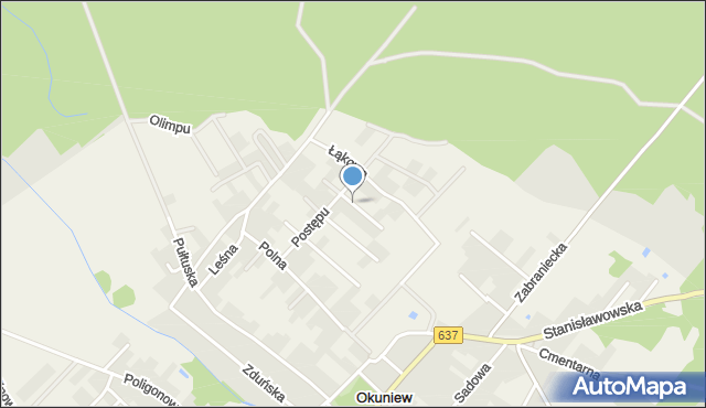 Okuniew, Piwna, mapa Okuniew