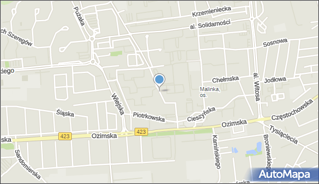 Opole, Piotrkowska, mapa Opola