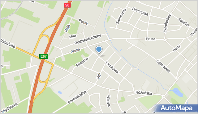 Ostrów Mazowiecka, Pileckiego Witolda, rtm., mapa Ostrów Mazowiecka