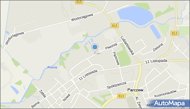 Parczew, Piwonia, mapa Parczew