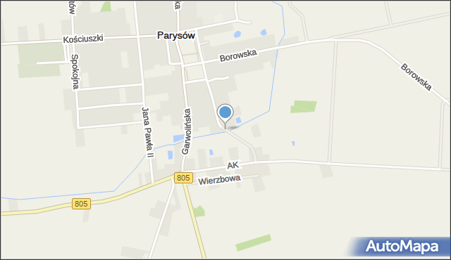 Parysów, Piaskowa, mapa Parysów