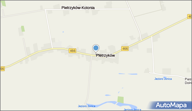Pietrzyków gmina Pyzdry, Pietrzyków, mapa Pietrzyków gmina Pyzdry