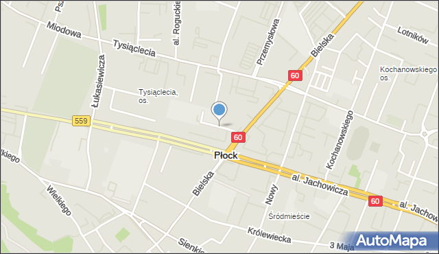 Płock, Piasta Kołodzieja, mapa Płock