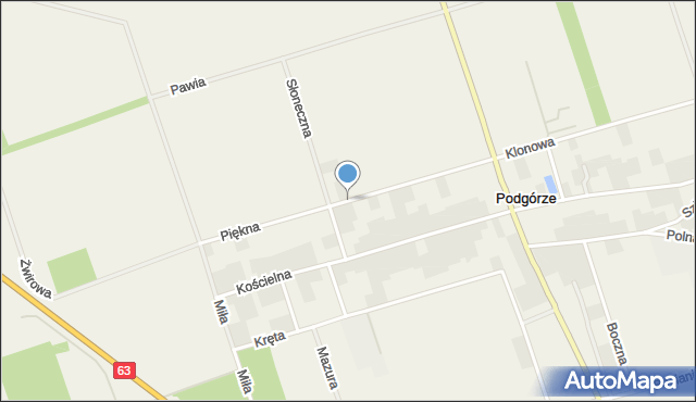 Podgórze gmina Łomża, Piękna, mapa Podgórze gmina Łomża