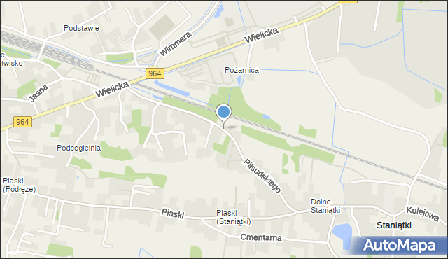 Podłęże gmina Niepołomice, Piłsudskiego Józefa, marsz., mapa Podłęże gmina Niepołomice