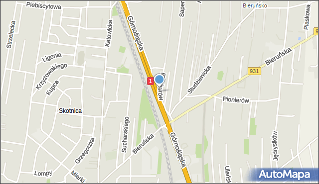 Pszczyna, Piechurów, mapa Pszczyny