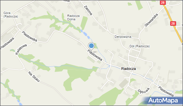 Radocza, Piastowska, mapa Radocza