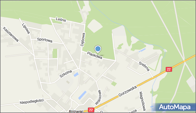 Różanki gmina Kłodawa, Piaskowa, mapa Różanki gmina Kłodawa