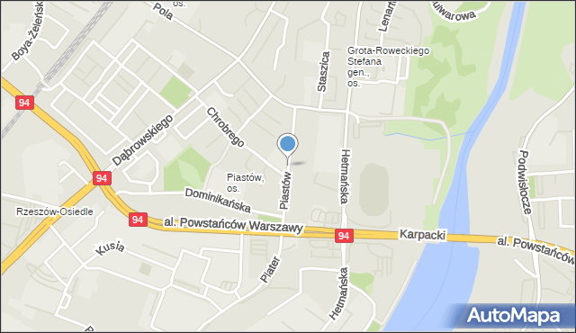 Rzeszów, Piastów, mapa Rzeszów