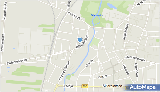 Skierniewice, Piłsudskiego Józefa, marsz., mapa Skierniewic