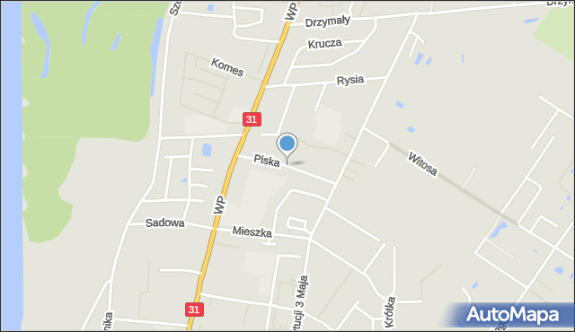 Słubice, Piska, mapa Słubice