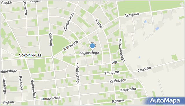 Sokolniki-Las, Piłsudskiego Józefa, marsz., mapa Sokolniki-Las