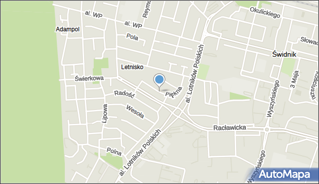 Świdnik, Piękna, mapa Świdnika