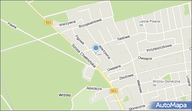 Toruń, Pigwowa, mapa Torunia