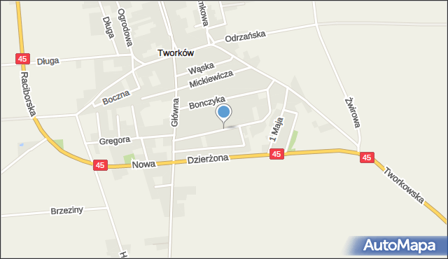 Tworków, Piaskowa, mapa Tworków