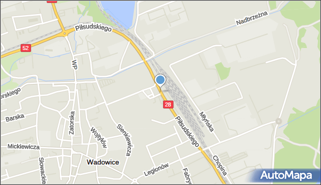 Wadowice, Piłsudskiego Józefa, marsz., mapa Wadowice