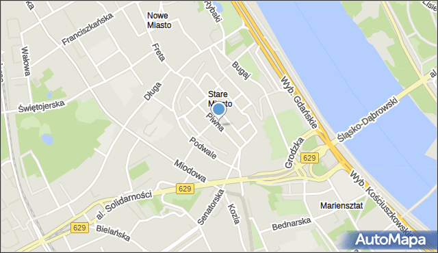 Warszawa, Piwna, mapa Warszawy