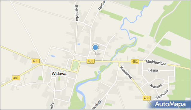 Widawa powiat łaski, Piłsudskiego Józefa, marsz., mapa Widawa powiat łaski